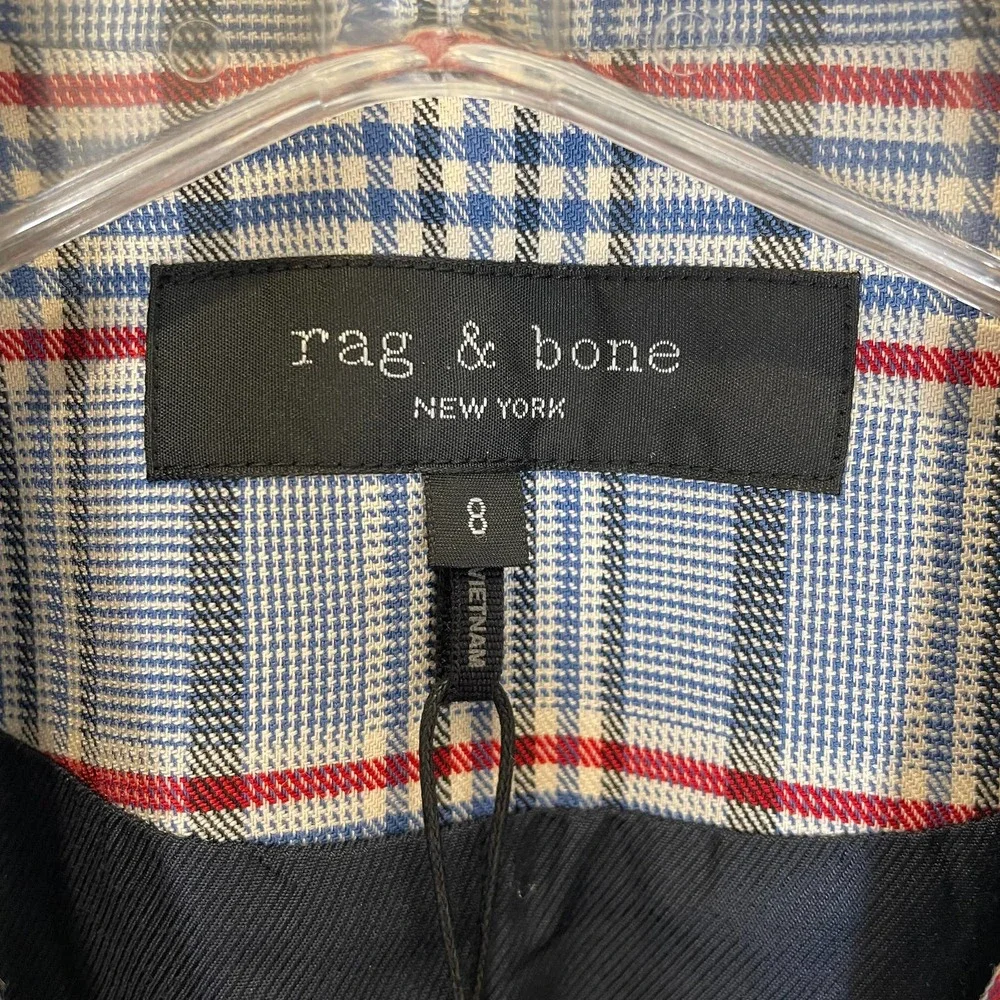 Rag & Bone Elise Wool Check Blazer Jacket Gray Blue Red White Plaid NWT 8 - Picture 3 of 8